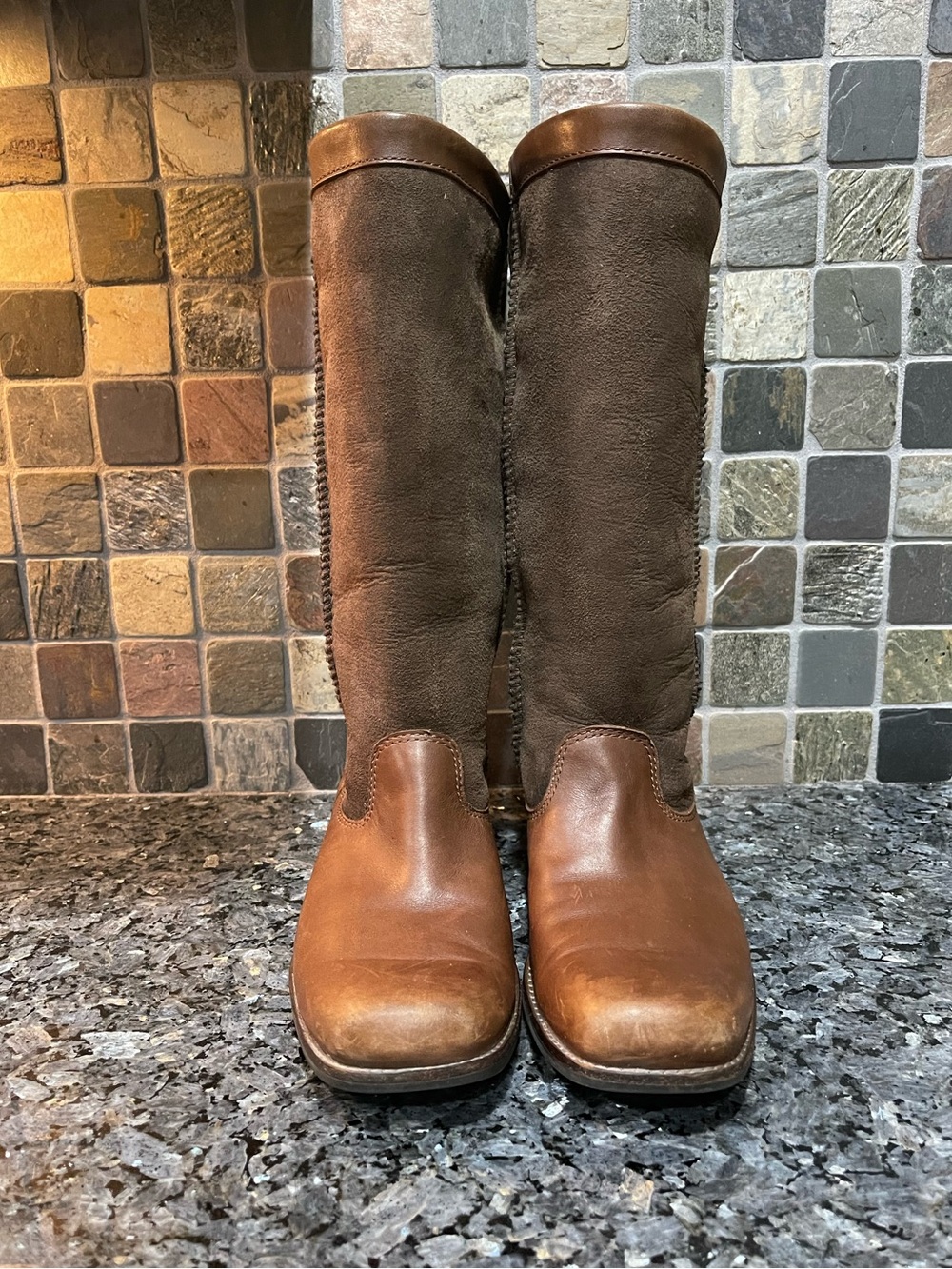 UGG Brookfield Brown Leather & Suede Tall Boots 7